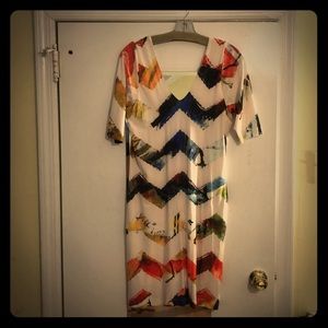 Stretchy White and Multi Colored Dress